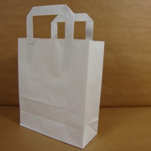 Papieren draagtassen, wit 18 + 8 x 22 cm