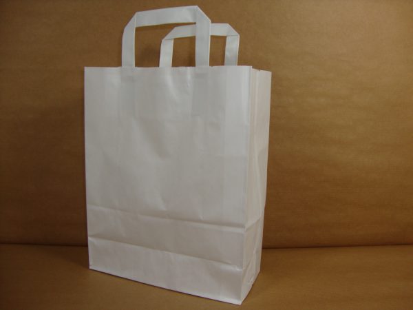 Papieren draagtassen, wit 22 + 10 x 36 cm