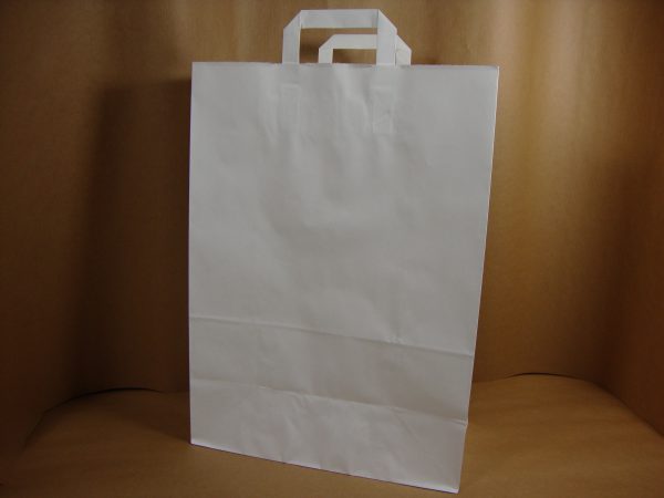 Papieren draagtassen, wit 32 + 15 x 43 cm