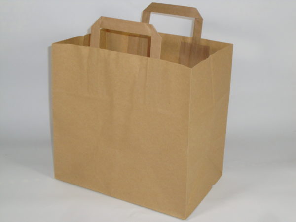 Papieren draagtassen, bruin 26 + 17 x 26 cm
