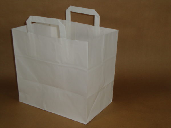 Papieren draagtassen, wit 26 + 17 x 26 cm
