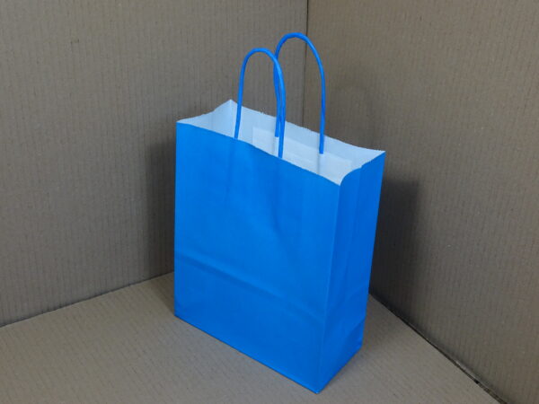 Papieren draagtassen, blauw 18 + 8 x 22 cm