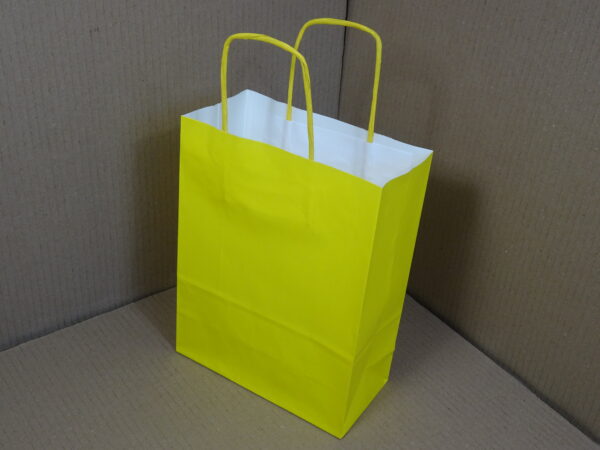 Papieren draagtassen, geel 18 + 8 x 22 cm - Afbeelding 2