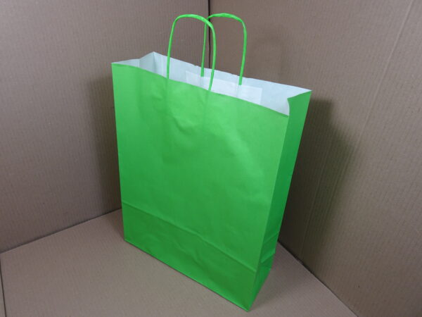 Papieren draagtassen, groen 32 + 12 x 41 cm - Afbeelding 3