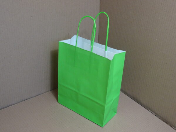 Papieren draagtassen, groen 18 + 8 x 22 cm - Afbeelding 2