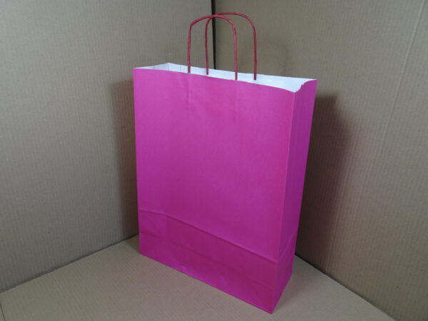 Papieren draagtassen, pink 32 + 12 x 41 cm - Afbeelding 2