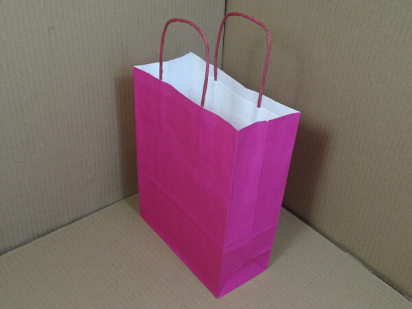Papieren draagtassen, pink 18 + 8 x 22 cm - Afbeelding 2