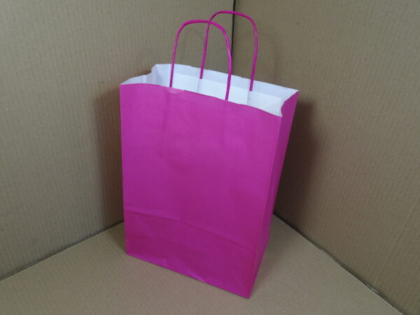 Papieren draagtassen, pink 18 + 8 x 22 cm - Afbeelding 3