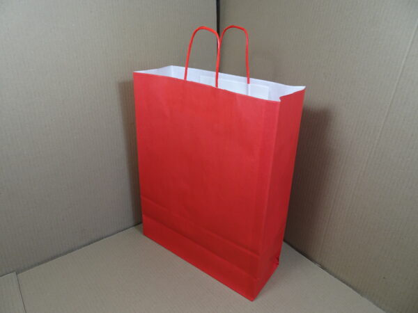 Papieren draagtassen, rood 32 + 12 x 41 cm