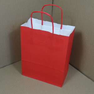 Papieren draagtassen, rood 18 + 8 x 22 cm
