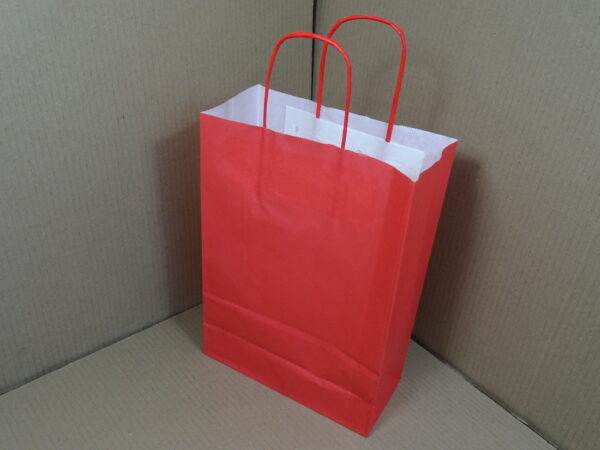 Papieren draagtassen, rood 22 + 10 x 31 cm