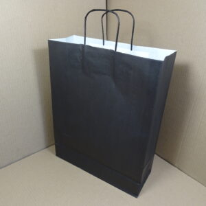 Papieren draagtassen, zwart, 32 + 12 x 41 cm