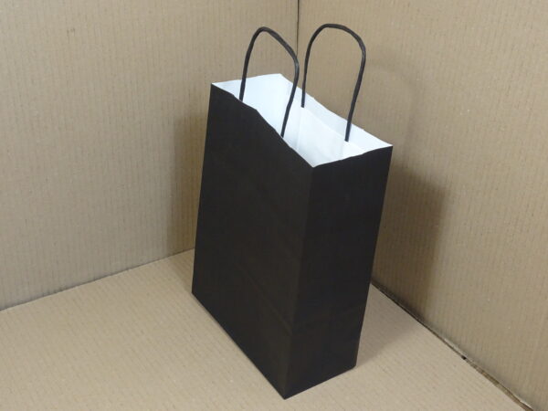 Papieren draagtassen, zwart 18 + 8 x 22 cm - Afbeelding 2